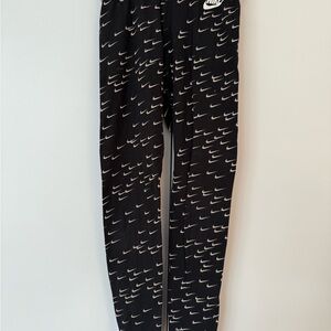 Nike Black and White Swoosh Pattern Leggings